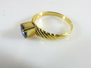 20K Gold .75 Carat Round Cut Natural Blue Sapphire Solitaire Ring Size 9.75