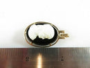 14K Yellow Gold Vintage Pendant with Carved Opal Cameo on Black Onyx