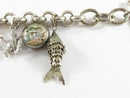 Vintage 8 1/4" Han 925 Rolo Link Chain Toggle Bracelet with Charms Heavy 37 Gram