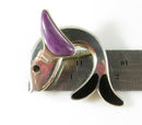Beautiful Taxco 950 Silver Flying Fish Black Inlay and Purple Stone TR-115
