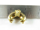 Antique Victorian 18K Gold Etruscan Revival Crescent Brooch with Dangles Circa 1860s