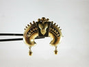 Antique Victorian 18K Gold Etruscan Revival Crescent Brooch with Dangles Circa 1860s