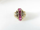 Faith 10K Gold Ring with Lab Created Pink Spinel Waterfall Style Size 4.25