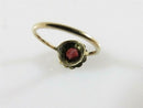 Antique Victorian 10K Gold Flower Ring with Burgundy Glass and Seed Pearl Surround Size 4.75