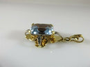 18K Yellow Gold Arts & Crafts Pendant with Emerald Cut Aqua Blue Spinel