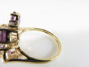 Amethyst & Diamond Cluster Cocktail Ring 14K Gold Signed FL 7 Oval Stones Size 6.75