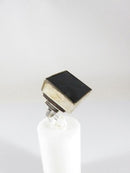 Artisan Sterling Ring Black Polished Acid Washed Checkered Glass Size 6.75