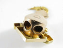 Victorian 10K Yellow Gold Pendant Slide with Seed Pearls & Black Enamel Dangle Design