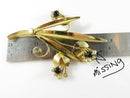 Vintage Gold Vermeil Sterling Silver Black & White Spray Brooch 3 3/4 x 2 3/4