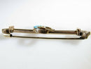 Victorian 10K Gold Crescent Moon Star & Arrow Brooch with Turquoise & Seed Pearl