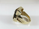 Carved Roman Soldiers In Profile 10K Gold Tigers Eye Diamond Ring Size 11.5