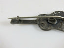 Beautiful Victorian Guitar Brooch Floral Decor Forget Me Not in Sterling