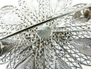 Unusual Lovely 800 Silver Filigree Flower Brooch with Butterfly in the Center