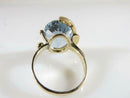 14K Gold Ring with Lab Created Blue Topaz Floating Solitaire Design Size 6.5