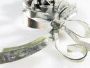 Large 4" Artisan Sterling Silver Flower Spray Brooch with Ribbon Bow, Handwrought, Unpolished for Clean Up