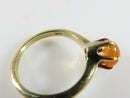 Vintage 14K Gold Fire Opal Solitaire Ring with Translucent Orange Cabochon Size 4.75