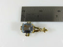 18K Yellow Gold Arts & Crafts Pendant with Emerald Cut Aqua Blue Spinel