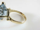 14K Gold Ring with Lab Created Blue Topaz Floating Solitaire Design Size 6.5