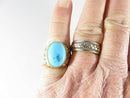 Retro 14K Turquoise Solitaire Nugget Pinky Ring Size 7 3/4 Hallmarked 14K GSI