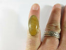 Vintage Mid-Century Rutilated Quartz Cabochon Ring 10K Gold Size 7