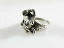 Silver Tone Artisan Signed Biker Skull Ring Size 6.75 Unisex Snake Skull Ring
