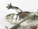 Artisan Sterling Repousse Tree Frog Brooch Pendant Stamped Etched Garnet Burgundy