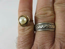 Antique 14K Gold & 6.8mm Solitaire Pearl Wedding Ring Women's Size 7