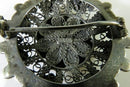 Antique Cabochon Orange Coral Gems Filigree Brooch Beautiful 800 Silver