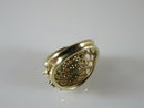14K Gold Emerald & Cultured Pearl Mid-Century Cluster Ring Size 6