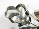 Large 4" Artisan Sterling Silver Flower Spray Brooch with Ribbon Bow, Handwrought, Unpolished for Clean Up