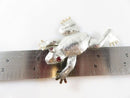 Artisan Sterling Repousse Tree Frog Brooch Pendant Stamped Etched Garnet Burgundy
