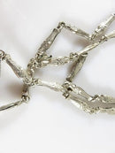 Egyptian Revival Silver Nefertiti Plaque Pendant Necklace with Sarcophagus Link Chain, Large 3.5" Restoration
