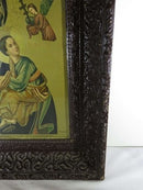 Antique Puccinelli Mother Mary & Jesus Lithograph in Original Antique Frame