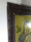 Antique Puccinelli Mother Mary & Jesus Lithograph in Original Antique Frame