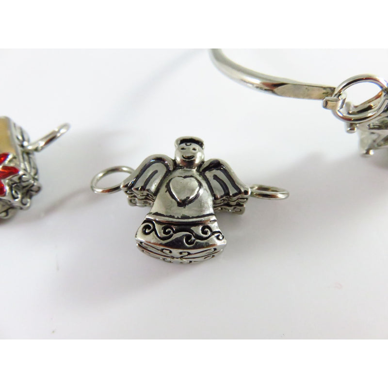 Swappable Top Bracelet 4 Reversible Tops Crown Angel Flower & Metal Designs 7" Length