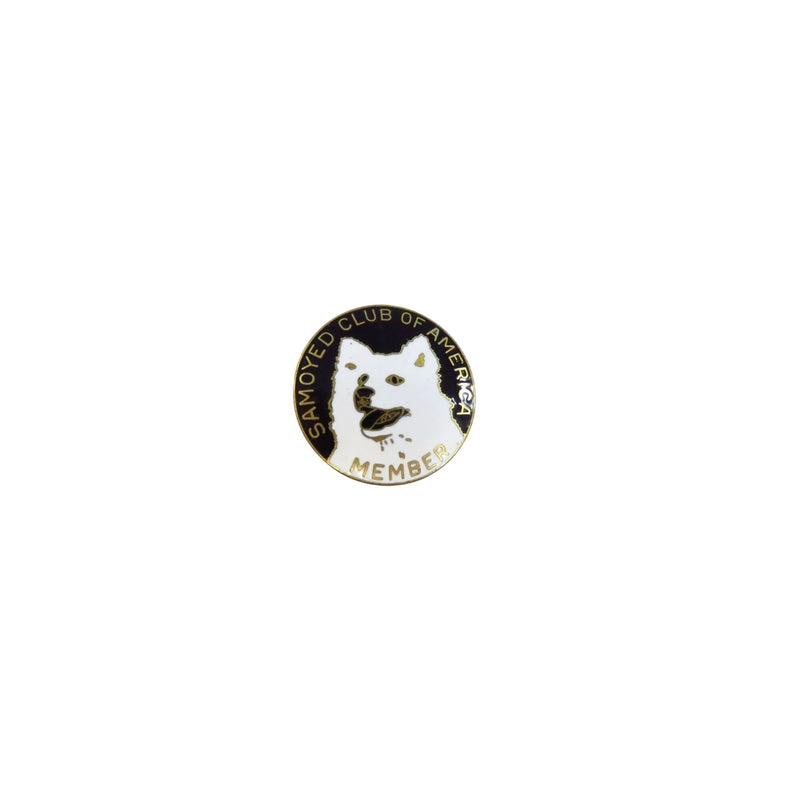 Samoyed Club Of America Member Lapel Pin Gold Tone Enamel Circular Design 3/4" Diameter