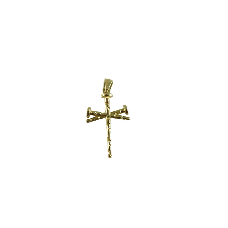 10K Gold Nail Crucifix Cross Pendant 1" Signed RSS Made In Turkey — 10K, Gold — front view
