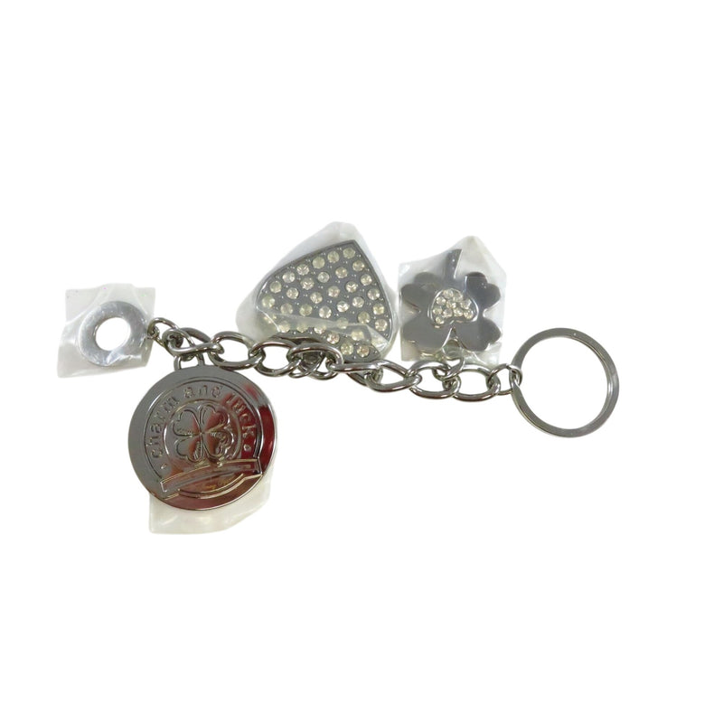 Silver-Tone Keychain With Heart & Clover Charms By Jenny Syquia