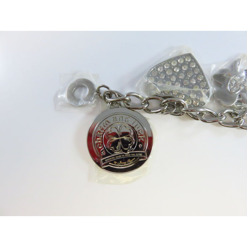 Silver-Tone Keychain With Heart & Clover Charms By Jenny Syquia