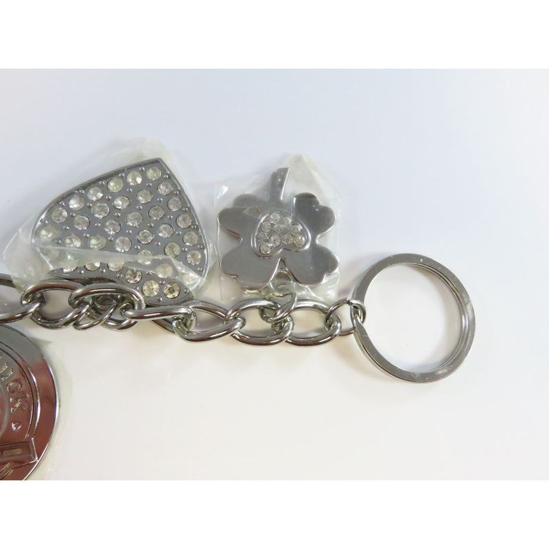 Silver-Tone Keychain With Heart & Clover Charms By Jenny Syquia