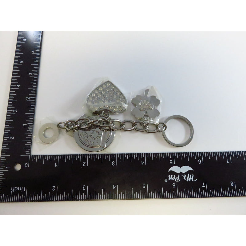 Silver-Tone Keychain With Heart & Clover Charms By Jenny Syquia