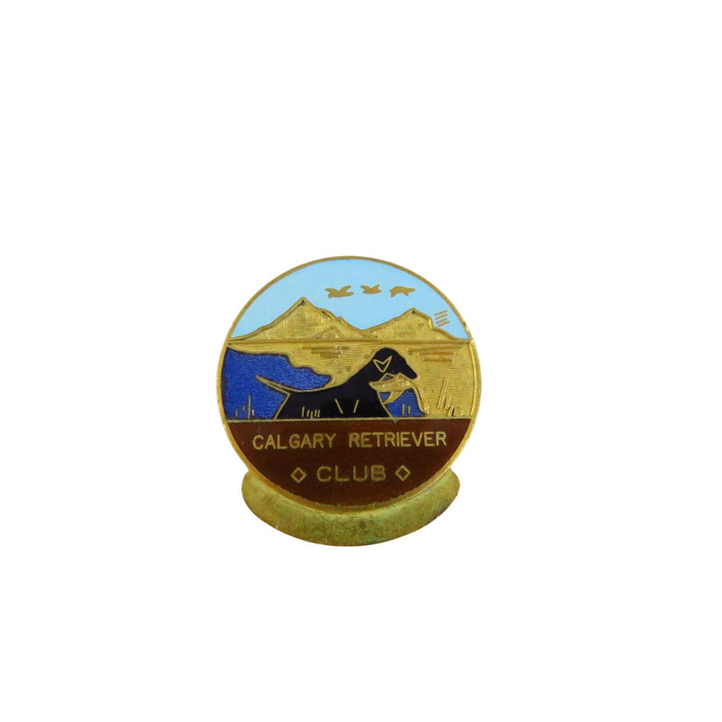 Vintage Calgary Retriever Club Enamel Lapel Pin Gold Tone