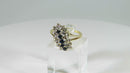 10K Gold Lab Created Sapphire Marquise & Diamond Cluster Ring, Size 5.25, SGC Mark