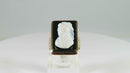 Carved Onyx Hardstone Cameo Ring Etched Gold Band Victorian 10K Size 7 1/4