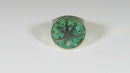 Vintage Sterling Mexico Marijuana Leaf Ring Crushed Turquoise Sign APB Size 5