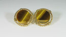 Vintage Destino Tiger Eye Twisted Wire Gold Filled Cufflink Set GF Bullet Back