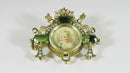 Lovely Renaissance Revival Style Gilt Sterling Painted Portrait Memento Brooch