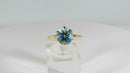 Vintage 14K Yellow Gold Round Cut Blue Topaz Solitaire Engagement Ring Size 6.5