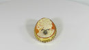 Vintage 14K Gold Cameo Diamond Pansy Accented Brooch Pendant
