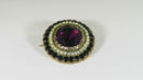 Victorian Purple Black Paste Pearl Brooch Pendant in 14K Rose Gold Filled